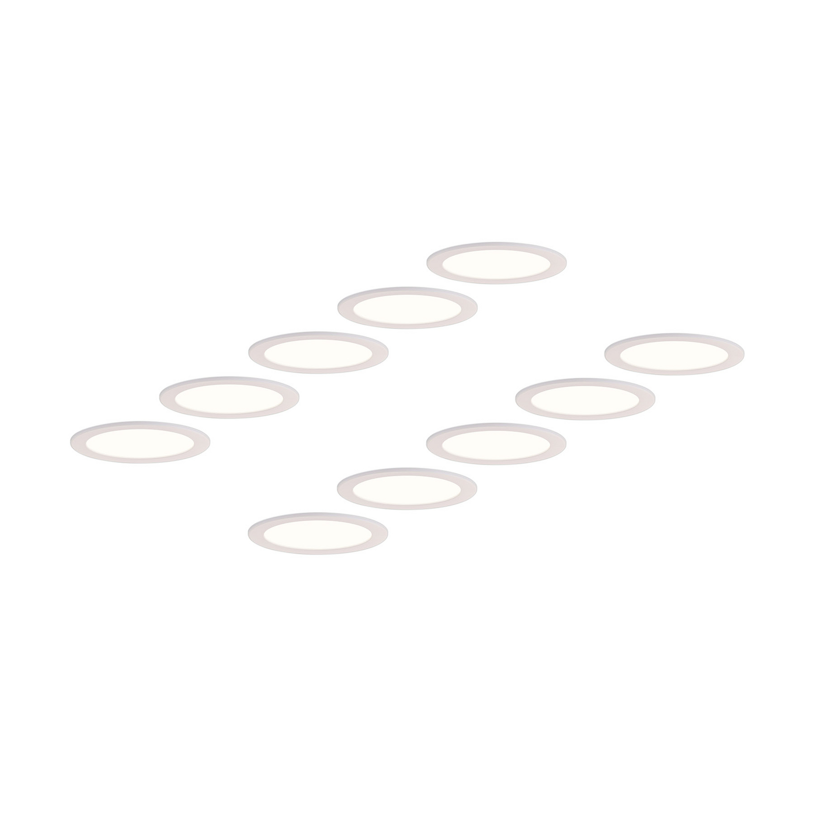 Prios LED inbouwlamp Cadance, wit, 22 cm, set van 10, CCT